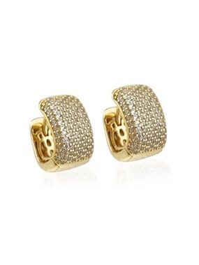 14k Gold Plated Hoops Pave Earrings Dainty Water Resistant Minimalist Jewelry